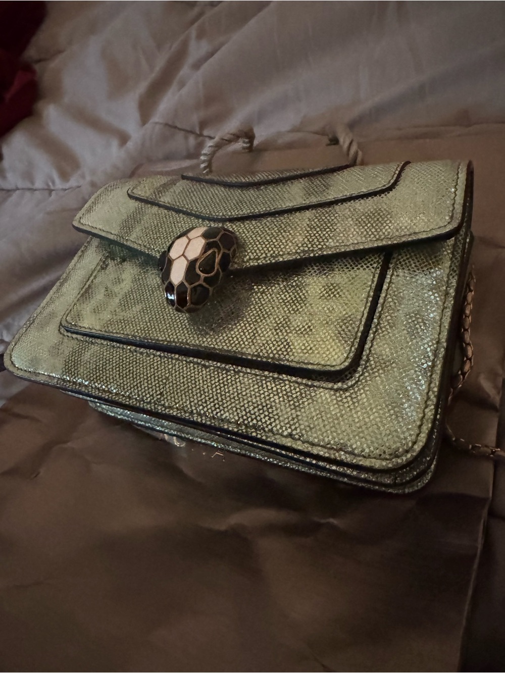 Bulgari Green Snake-Head Crossbody Bag - Picture 2 of 5